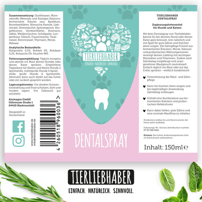 TIERLIEBHABER Dentalspray für Hunde – 100% natürliche Zahnpflege