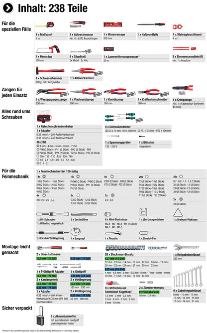Meister Werkzeugtrolley befüllt 238-teilig – 8973770