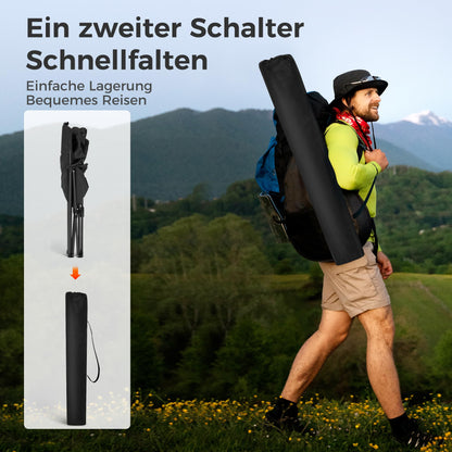 LET'S CAMP Campingstuhl 2er-Set, klappbar, bis 120 kg, Schwarz