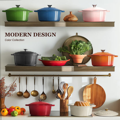 Overmont Gusseisen Bräter Schmortopf – emailliert 28cm Rosa