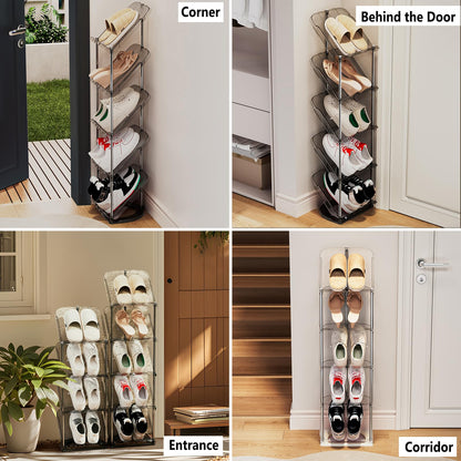 Patinao Schuhregal schmal mit 5 Ebenen, schräg, 2 Stück
