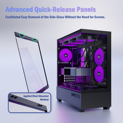 KEDIERS G800-B50F ATX PC Gehäuse – Glas, ARGB, Schwarz