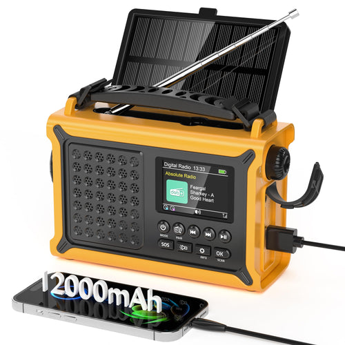 Mesqool 1030DAB DAB+/UKW Notfallradio mit Solar, Kurbel & Bluetooth – Digitalradio mit Farbdisplay und Teleskopantenne