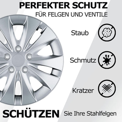Kuglo Stormer Radkappen 15 Zoll Silber, 4er-Set für Stahlfelgen