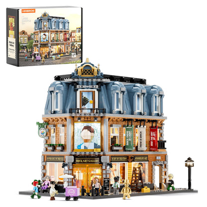 Lumibricks Klemmbausteine Kunstgalerie Eckhaus 3400 Teile L9085, beleuchtetes Modular Building mit Minifiguren