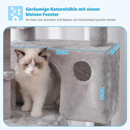 Hey-brother Kratzbaum MPJ019-SW, 135 cm, Hellgrau, mit Hängematte