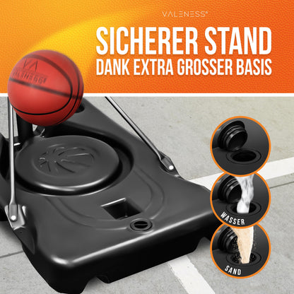 VALENESS® Basketballkorb Outdoor - Höhenverstellbar 135-305cm