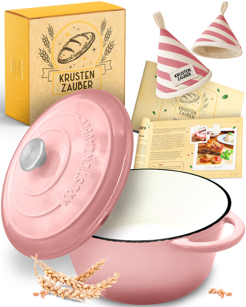 KRUSTENZAUBER Gusseisen Schmortopf Emaille Brotbacktopf 26cm