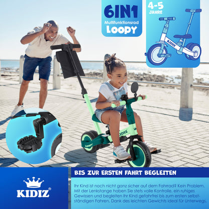 KIDIZ® 6in1 Kinder Laufrad Dreirad Lauflernhilfe - Blau