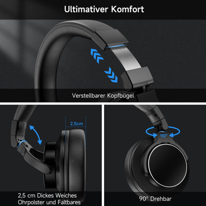 syndesmos Bwave X1 Studio-Kopfhörer, Over-Ear, Bluetooth & Kabel