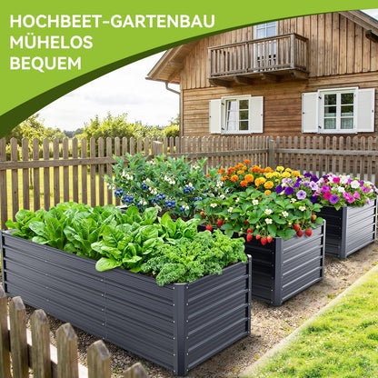 Ohuhu Hochbeet Metall 240 x 90 x 60 cm, verzinkter Stahl, Anthrazit