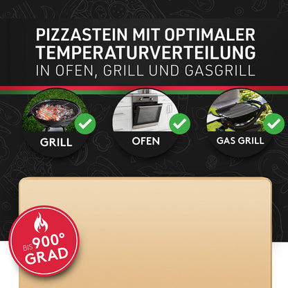 Pizza Divertimento Pizzastein mit Pizzaschieber für Backofen & Grill