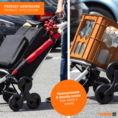 Meister Treppensteiger Einkaufstrolley Schwarz 54+5 L Einkaufsroller