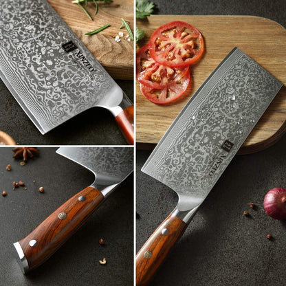 XINZUO Yu Serie chinesisches Kochmesser - Damaststahl 18cm