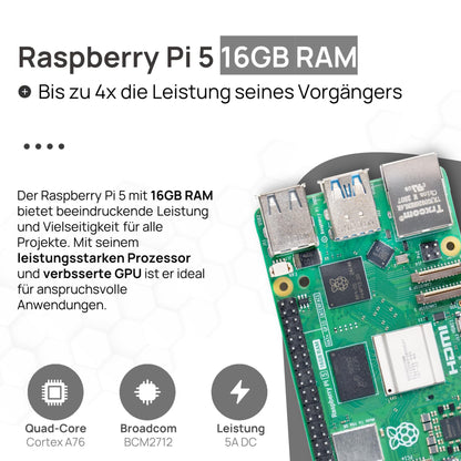 Raspberry Pi 5 16GB RAM PCIe NVMe Set - 64GB Edition