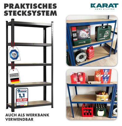 KARAT Schwerlast-Steckregal 2er Set 180x90x40cm Schwarz