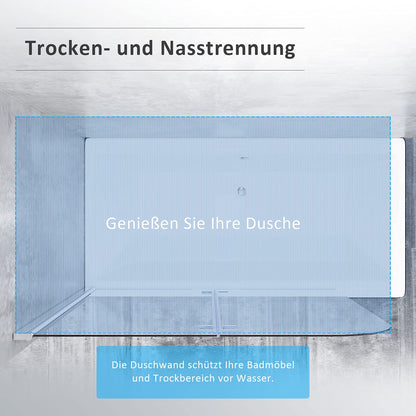 SONNI Badewannenfaltwand Duschwand 120x140 cm, 2-teilig, 6 mm ESG