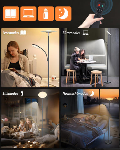 Moderne LED Stehlampe - Deckenfluter Leselampe Dimmbar 42W