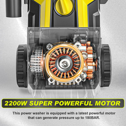 Gisam Hochdruckreiniger 2200W – 180bar 8m Schlauchtrommel Gelb