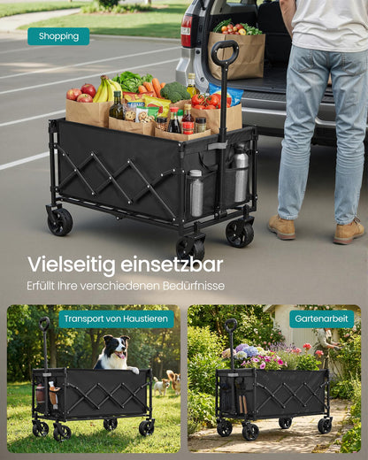SONGMICS Gartenwagen faltbar, Handwagen 150 L, bis 120 kg, schwarz