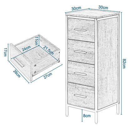 EUGAD Badezimmerschrank Kommode 4 Schubladen – 30x82x30 cm