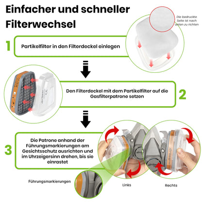 AirGearPro G-500 Atemschutzmaske mit A1P2 Filter und Schutzbrille