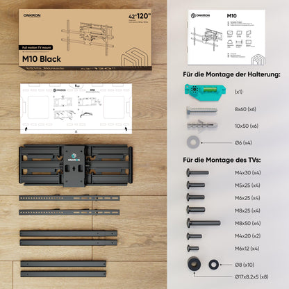 ONKRON M10-B TV Wandhalterung schwenkbar – Ultra Slim Schwarz