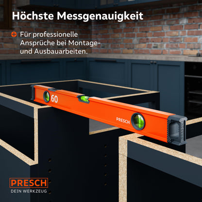 Presch Präzisions-Wasserwaagen Set 3tlg. – 40, 60, 100 cm