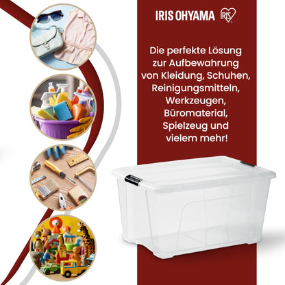 Iris Ohyama NTB-45 Aufbewahrungsboxen – 45L Transparent 6er-Set
