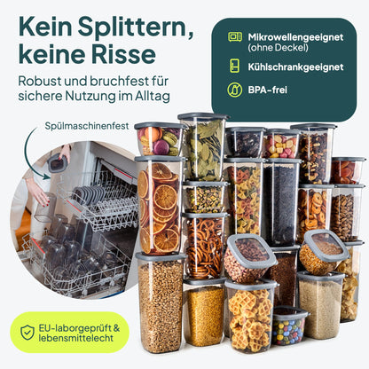uandu Vorratsdosen Set 24-teilig, luftdicht, BPA-frei mit Etiketten