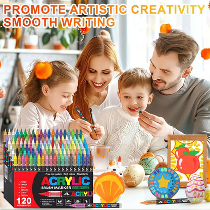 Laconile Acrylstifte Set 120 Farben – Wasserfest Brush Tip