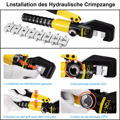 Solsop Hydraulische Crimpzange 4-70 mm², 100 kN, 9 Einsätze