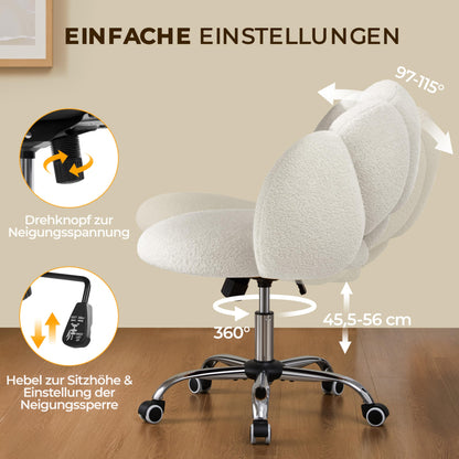 Yaheetech Bürostuhl Schreibtischstuhl Wolkenform ergonomisch weiss