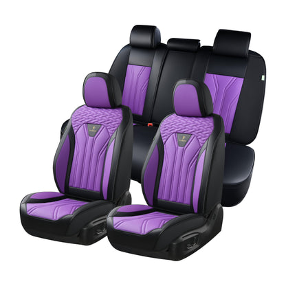 FLORICH Autositzbezüge Leder Universal 5-teilig, schwarz-rosa. Schützt Autositze vor Verschleiß und Schmutz.