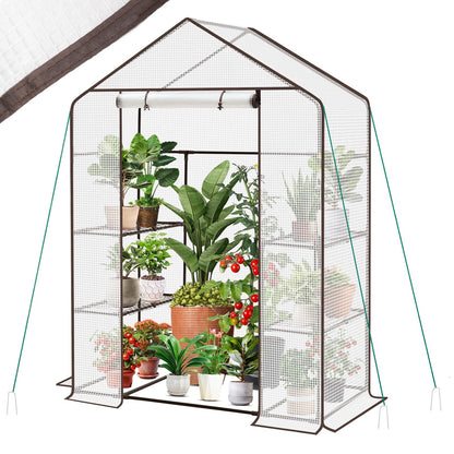 Sekey Foliengewächshaus GH18 200x145x75 cm, 4 Regalböden, weiss, Stahlrahmen und PE-Folie