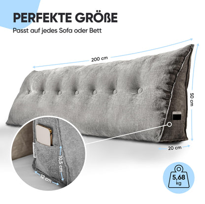 Björn&Schiller Rückenkissen Lesekissen Keilkissen - Grau 200 cm