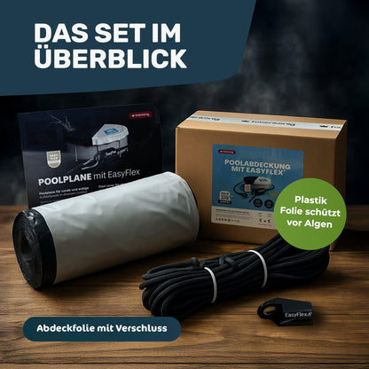 Folienkönig® Solar-Poolabdeckung EasyFlex – 6x6m für ø420-520cm