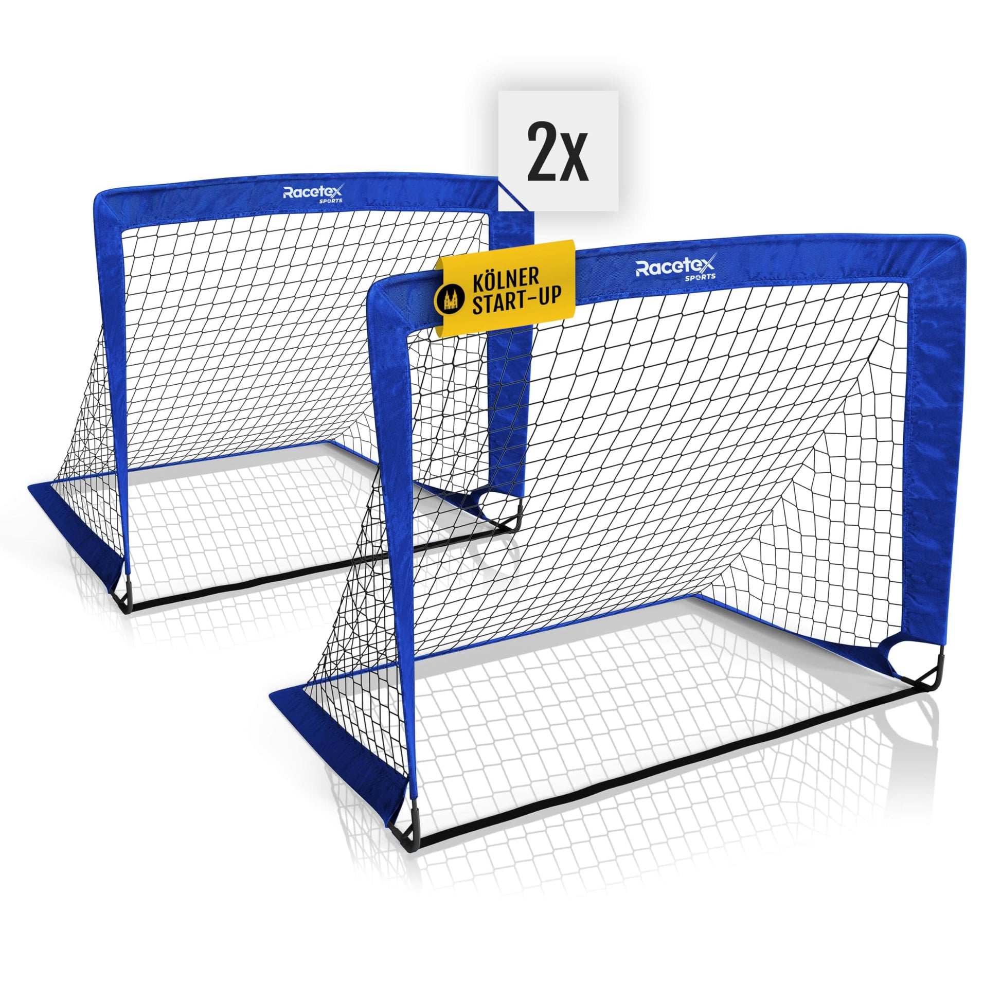 Racetex Fussballtor Kinder 2er-Set, faltbar, mit Tragetasche, blau