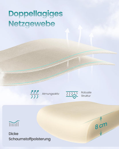 SONGMICS Bürostuhl ergonomisch, Netzstuhl mit Lendenstütze, sandbeige