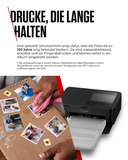 Canon SELPHY CP1500 Mobiler Fotodrucker Schwarz mit Papierset