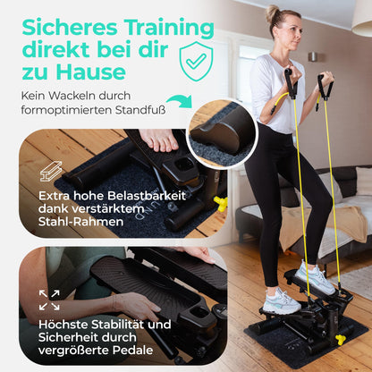 LANDWEHR Stepper Fitnessgerät für Zuhause - Schwarz 180kg