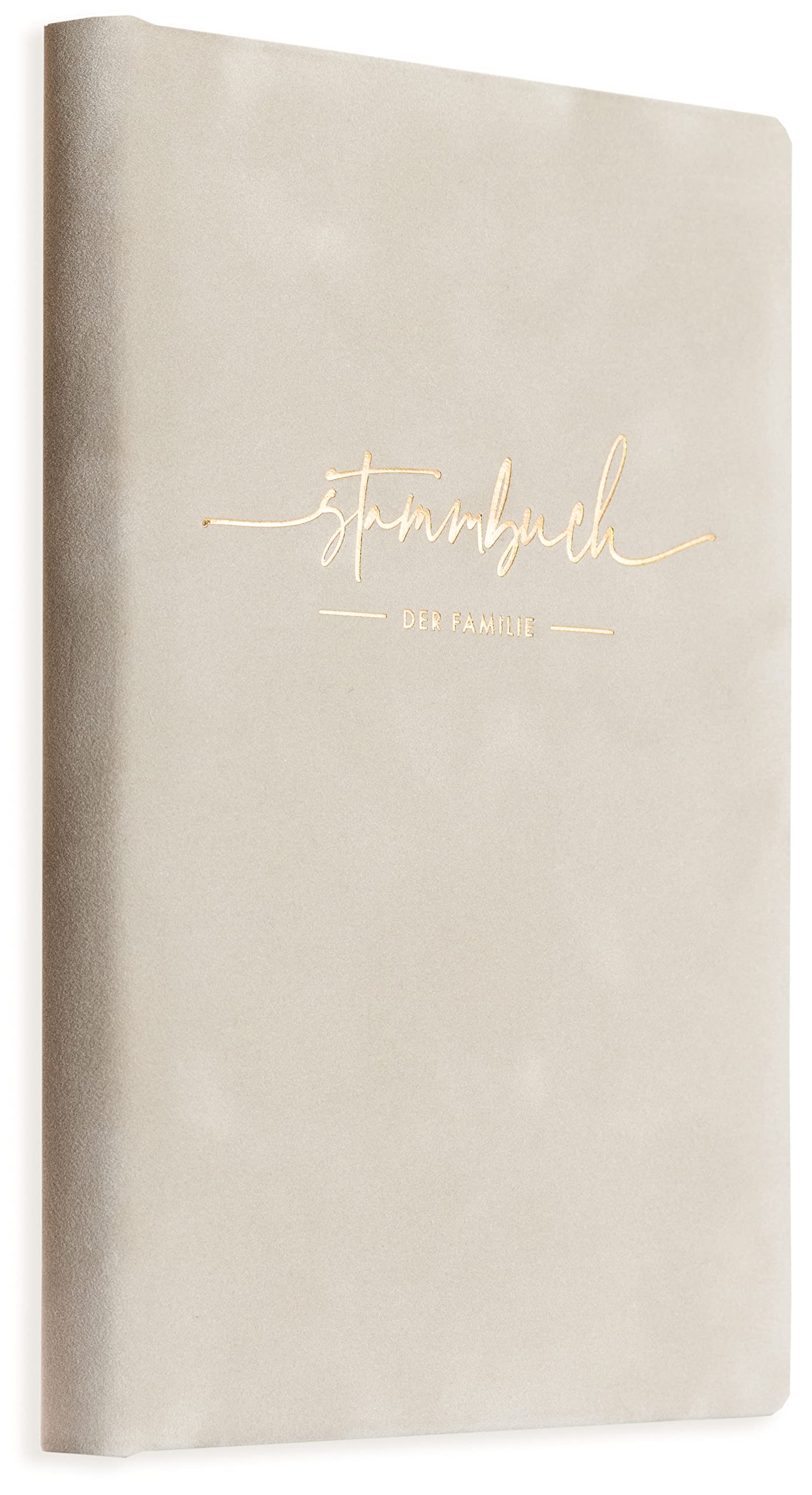 Familienstammbuch Liya aus Samt, Grau mit Goldprägung, inkl. Einleger