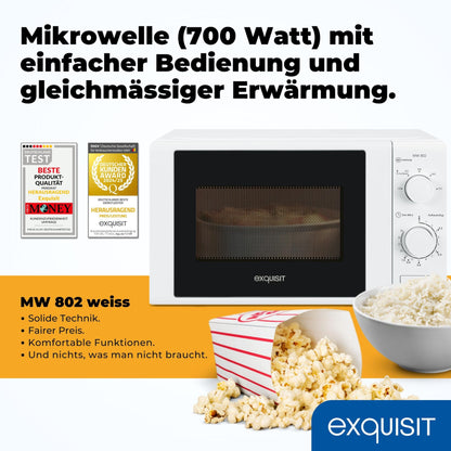 Exquisit MW 802 Mikrowelle 20 Liter 700 Watt - weiss
