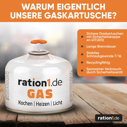 ration1 Gaskartusche 230g EN 417 Schraubkartusche - 24er Pack