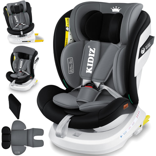 KIDIZ® Kindersitz i-Size Isofix 360° drehbar Gruppe 0/1/2/3. Ergonomisch geformter Kindersitz mit 360° Rotation und Isofix-Befestigung.