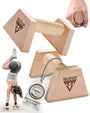 PULLUP & DIP Liegestützgriffe aus Buchenholz mit Handgelenkbandagen, ergonomische Holzgriffe mit Anti-Rutsch-Pads