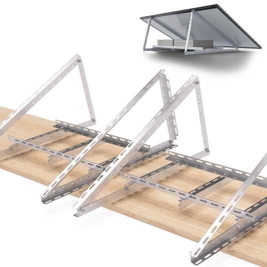 2 Sets Solarmodul Halterung zur Beschwerung – bis 114.5 cm. Graue Metallhalterung zur ballastierten Flachdachmontage von Solarmodulen.
