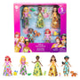 Mattel Disney Princess und Freunde Set mit 5 Puppen und 5 Figuren, Puppen ca. 9 cm mit abnehmbaren Röcken oder Hosen
