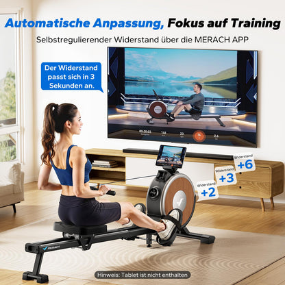 MERACH Rudergerät Selbstversorgend – App & Auto-Widerstand