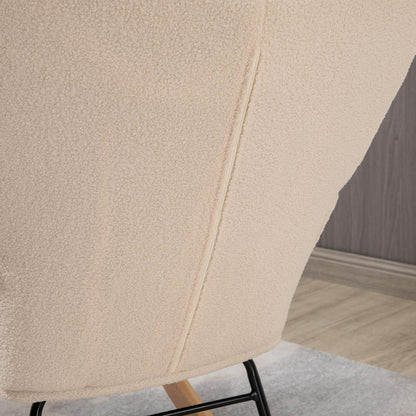 HOMCOM Schaukelstuhl Berbervlies mit Holzkufen - Beige